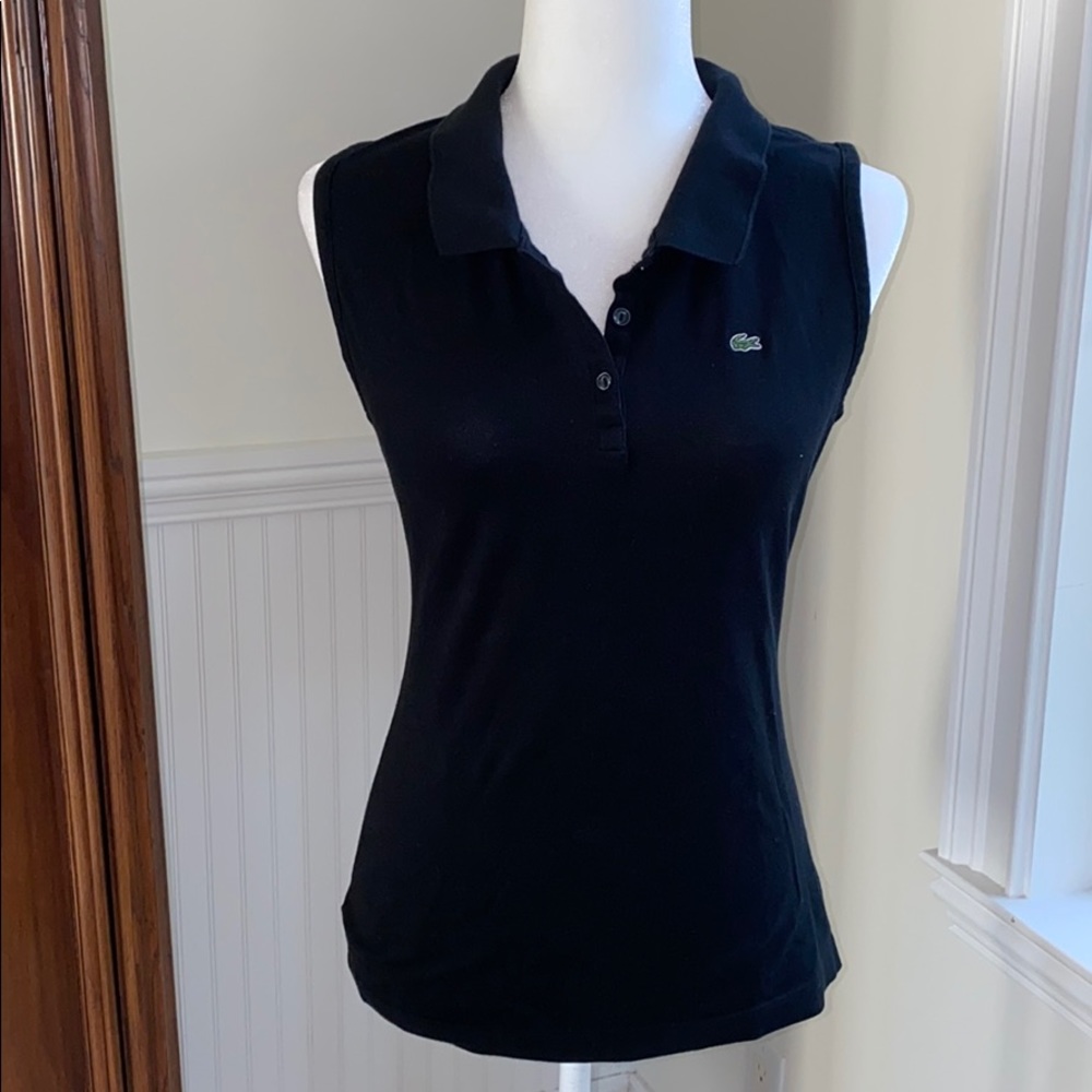 Lacoste Black Sleeveless Polo Tank Top